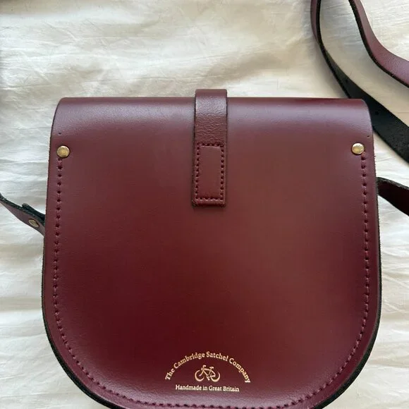 Cambridge Satchel Company Burgundy Leather Crossbody Saddlebag Bag - Picture 4 of 7